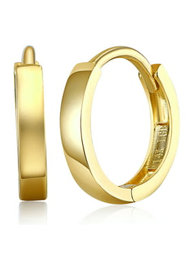 12mm Diameter Wellingsale Ladies 14k Yellow Gold Polished 2mm Fancy Huggies Hoop Earrings 